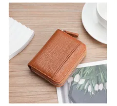 折り財布　ミニ財布 メンズ レディース 大容量コインケース 小銭入れ じゃばら カードケース　ブラウン色