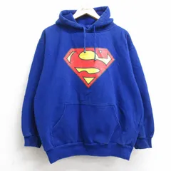 L/古着 長袖 スウェット パーカー メンズ 00s DCコミックス スーパーマン 青 ブルー 25sep12 中古 スエット トレーナー トップス