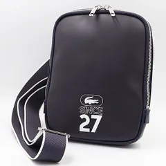 美品 ラコステ PVC メッシュ ブラック/ネイビー シルバー金具 ショルダーバッグ NSY 2000000 NSK