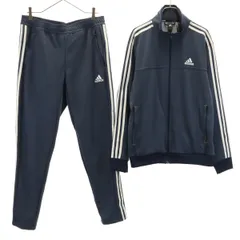 adidas アディダス 長袖 ジャージジャケット 上下 セットアップ XL ネイビー系 レディース 古着