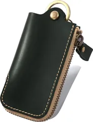 ALLUTHE キーケース メンズ レディース スマートキー対応 革 日本製 スマートキーケース キーホルダー ストラップ付き お揃い ペア 記念日 プレゼント( 06. グリーン)