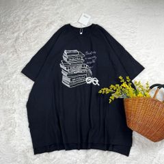 新品 ビッグTシャツ オーバーサイズ BOOK コットン ブラック フリー