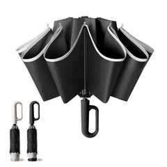 【特価セール】ブラック 豪雨 365日持ち歩く常備傘 台風対応 梅雨対策 耐強風 耐強風 撥水速乾 紫外線遮蔽 日傘 男女兼用 逆さ傘 晴雨兼用 大きい 携帯しやすい メンズ メンズ 収納ポーチ付き 自動開閉 ワンタッチ 超撥水 折りたたみ傘 125cm・12