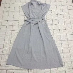 ◇ Θ 美品 ブルーイースト ノースリーブ ロング丈 カシュクールシャツワンピース サイズM ライトパープル系 レディース E  【1507280000991】