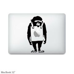 MacBookステッカー スキンシール バンクシー プラカード チンバンジー