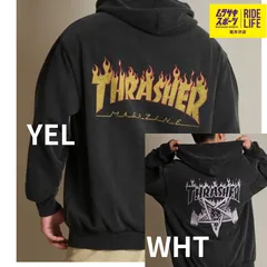 【ムラスポ公式】THRASHER/スラッシャー ジップアップ パーカー スウェット フーディー ロゴ バックプリント ピグメント加工 ミニ裏毛 254TH1PK070　MM3