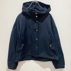 GU ジーユー　レディース　アウター　パーカー　マウンテンパーカー　フーディー　ジャンパー　長袖　スタンドカラー　フロントボタン　メタルボタン　ジップアップ　無地　単色　ネイビー　Lサイズ　シンプル　カジュアル　SU570h1000