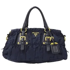 ☆本物・美品☆ PRADA ギャザーバッグナイロン黒BN1407