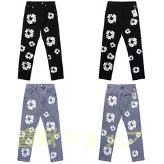 新品  Denim Tears デニム ティアーズ カポック デニム パンツ、ホワイト リース プリント