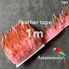 ◾️⭐︎【TW1 ピンク】1m 羽根 フェザー テープ リボン 鳥の羽根 鳥 羽　ダンス