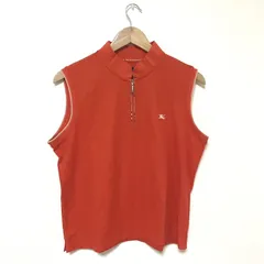 バーバリーゴルフ BURBERRY GOLF  ノースリーブポロ ロゴ刺繍 赤  LLサイズ 9421230