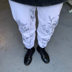 ホワイトデニム　ペイントパンツ