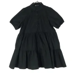 美品 ZARA ザラ 半袖 シャツワンピース L ブラック ひざ丈 レディース 古着