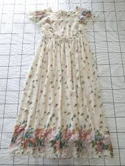 ◇ ⊂ PATTERN 花柄 ロング丈 ノースリーブ ワンピース サイズM ベージュ系 レディース E  【1508060006912】のサムネイル
