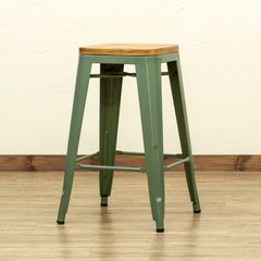 完成品　木製座面　スチール製　アンティーク　ヴィンテージ　レトロ　バースツール　ダイナー　アイアンティーク　レトロチェア　アメリカン　50’s　モスグリーン(MGN)　JH-02MGN★(4.5)Mercury　ヴィンテージバースツール MGN