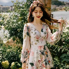 ワンピース 水着 レディース 体型カバー 長袖 水着 レディース オールインワン ママ水着 みずぎ オトナ女子 セクシー ワンピース 袖あり 長袖 Vネック 花柄 オシャレ きれいめ 海水浴 海 ビーチ プール ナイトプール 韓国風