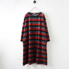 【値下げ】45' 45R 45rpm フォーティファイブアール 配色ボーダーベロアワンピース 1/グレー系 ベルベット ドレス コットン【2400014399059】のサムネイル