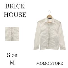 BRICK HOUSE ブリックハウス トップス シャツ ブラウス 長袖 スタンダードカラー フリル オフィスカジュアル レディース ホワイト