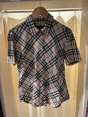 バーバリー BURBERRY 半袖シャツ チェック柄 ベージュ サイズL A-654