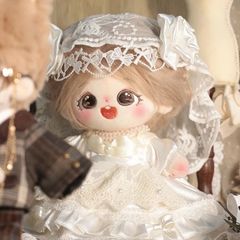 着せ替え ぬいぐるみ服 20cm ぬい服 靴付き 白ドレス ぬい活 綿人形 棉花娃娃 ちびぬい服 ちびぐるみ 推し活 ぬい活 コットンドール cotton doll-A4407