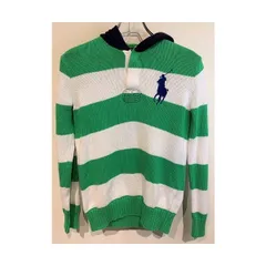 POLO RALPH LAUREN　セーター　ニット　パーカー　フーディー　プルオーバー　コットン　ワンポイント　ビックポニー　ボーダー　古着