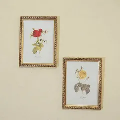 イタリア製 薔薇 額絵：ゴールド枠 アクリル板：お得な2枚セット販売（イエロー・レッド）花 額 おしゃれ イタリア 額 壁掛け 額