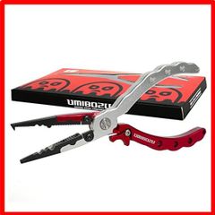 【送料無料】4.レッド Umibozu(ウミボウズ) フィッシングプライヤー 国内 防錆 多機能 針はずし フックはずし ラインカッター 安全ロープ付き ステン