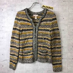 おしゃれ！BANANA REPUBLIC バナナリパブリック ボーダー フック留め ニットカーディガン ジャケット Sのサムネイル