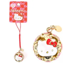 ハローキティ 鈴根付 リボン レッド 和風 ストラップ 縁起 グッズ サンリオ キャラクター