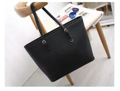 就活 通勤 シンプル PUレザー トートバッグ A4収納 ブラック 黒 334 R35