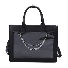 【特価商品】[ハルジオ] 推し活バッグ 痛バッグ ショルダー トート 痛バ 小さめ ミニ ハンドバッグ ショルダーバッグ トートバッグ 2WAY 痛バック レザー調 高級 黒 白 ブラック ホワイト ゴシック ゴスロリ 地雷系 量産型 かわいい おしゃれ 鞄