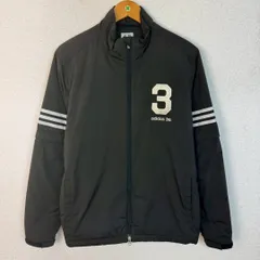 adidas アディダス 中綿ジャケット ナンバリング スリーストライプス ブラック Lサイズ メンズ 古着 スポーツMIX