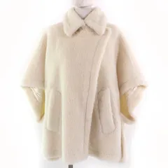 極美品 Max Mara マックスマーラ 2023年製 23473619336 テディベア アルパカ バージンウール シルク混 ポンチョ アイボリー 約Mサイズ相当 ハンガー・ガーメント付き イタリア製 正規品 レディース