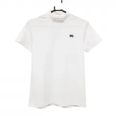 【超美品】パーリーゲイツ 半袖ハイネックシャツ 白 織生地 背面ロゴ  レディース 2(L) ゴルフウェア PEARLY GATES