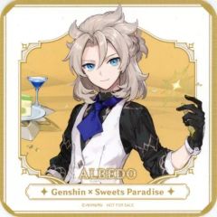 [중고] 머그컵·탕만 알베도(콜라보 의상) 등신 캐릭터 코스터 [하라진×SWEETS PARADISE -소요풍의 향연-] 콜라보 푸드 & 디저트 메뉴 주문 특전