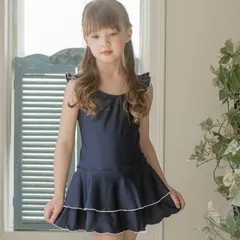 【肩フリル・白】スクールワンピース水着 キャサリンコテージ TAK キッズ