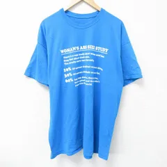 XL/古着 半袖 Tシャツ メンズ メッセージ 大きいサイズ クルーネック 青 ブルー 25jun07 中古