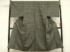 平和屋着物▽男性　単衣　紬　霞文　正絹　逸品　AAAW1343fy