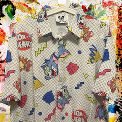 トムとジェリー 柄シャツ ハイデザイン お洒落 メンズ 新品 夏 半袖 C 新品<トムとジェリー 半袖シャツ  メンズ 半袖 新品 古着 レトロ モダン 新品未使用 レトロ 個性的 奇抜 エモい カットソー 攻め 前衛的 衣類 トップス お洒落 ハイデザイン