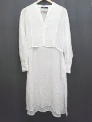 ◇ ⊂ w closet ダブルクローゼット レイヤード風　タック袖 長袖 ロング ワンピース サイズF アイボリー レディース P  【1409250016110】