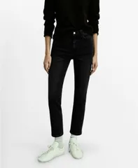【送料無料】 マンゴ レディース デニムパンツ ボトムス Women's Claudia Slim-Fit Cropped Jeans Black denim
