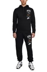 [ナイキ] 上下セット スウェット フリース プルオーバー フーディー パーカー × スウェットパンツ クラブBB ブラック/セーフティオレンジ FN2635-010/FN2644-010 国内正規品 (2XL(胸囲109~115cm [ブラック] [2XL]