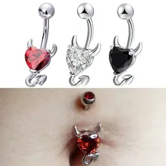 送料無料】ハート デビル モチーフ ボディピアス ラインストーン シルバー へそピ ヘソピアス ボディピアス デビルハートキャッチ 悪魔 へそ用 おもしろ ハロウィン レディース メンズ 誕生日 記念日 select ギフト プレゼント