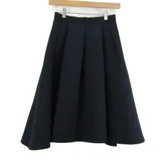 エムズグレイシー フレアスカート ストレッチ ブランド ボトムス 日本製 レディース 36サイズ ネイビー×ブラック M'S GRACY 【中古】