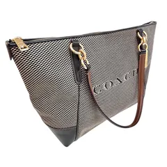 【上美品⭐️COACH コーチ】 Coach City Tote（シティートート）シリーズ 肩掛けトートバッグ　 グレーベージュ/ブラック　 軽量でありながら収納力抜群　 A4サイズが収納可能　 ワンオーナーユーズド品 （AYA）025080503005HSN