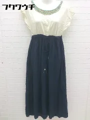 ◇ navasana ナバアサナ ストーン ビーズ 装飾 ノースリーブ ロング ワンピース サイズF ネイビー クリーム レディース  【1002800336753】のサムネイル