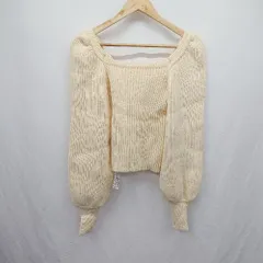 ◇ ⊇ Cheek　チーク シンプル 長袖 ニットセーター サイズM アイボリー系 レディース E  【1505290005272】