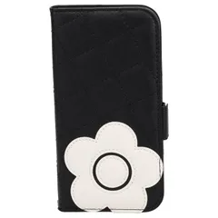 新品 MARY QUANT マリークヮント iPhone 15 14 ケース スマホ 携帯 レディース スタンド PU QUILT LEATHER BOOK TYPE CASE ブラック/ホワイト