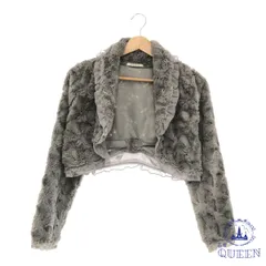 ☆美品☆ axes femme アクシーズファム トップス ボレロ レース ファー 長袖 レディース グレー M 901-13759 送料無料 古着
