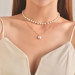 【新品】２連 チョーカー パール ネックレス アクセサリー ゴールド